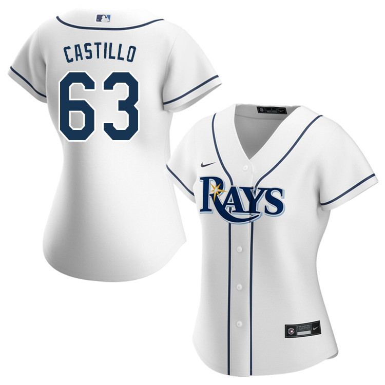 Nike Women #63 Diego Castillo Tampa Bay Rays Baseball Jerseys Sale-White
